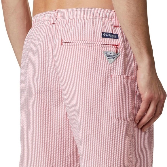 Columbia swim shorts, men’s medium, red and coral/red striped - Picture 3 of 4